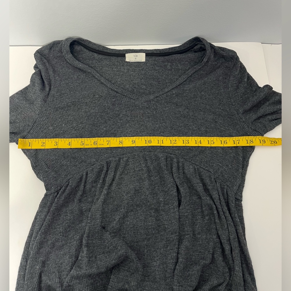 Anthropologie t.la Gray Jill Babydoll Long Sleeve Shirt Small - Picture 5 of 6